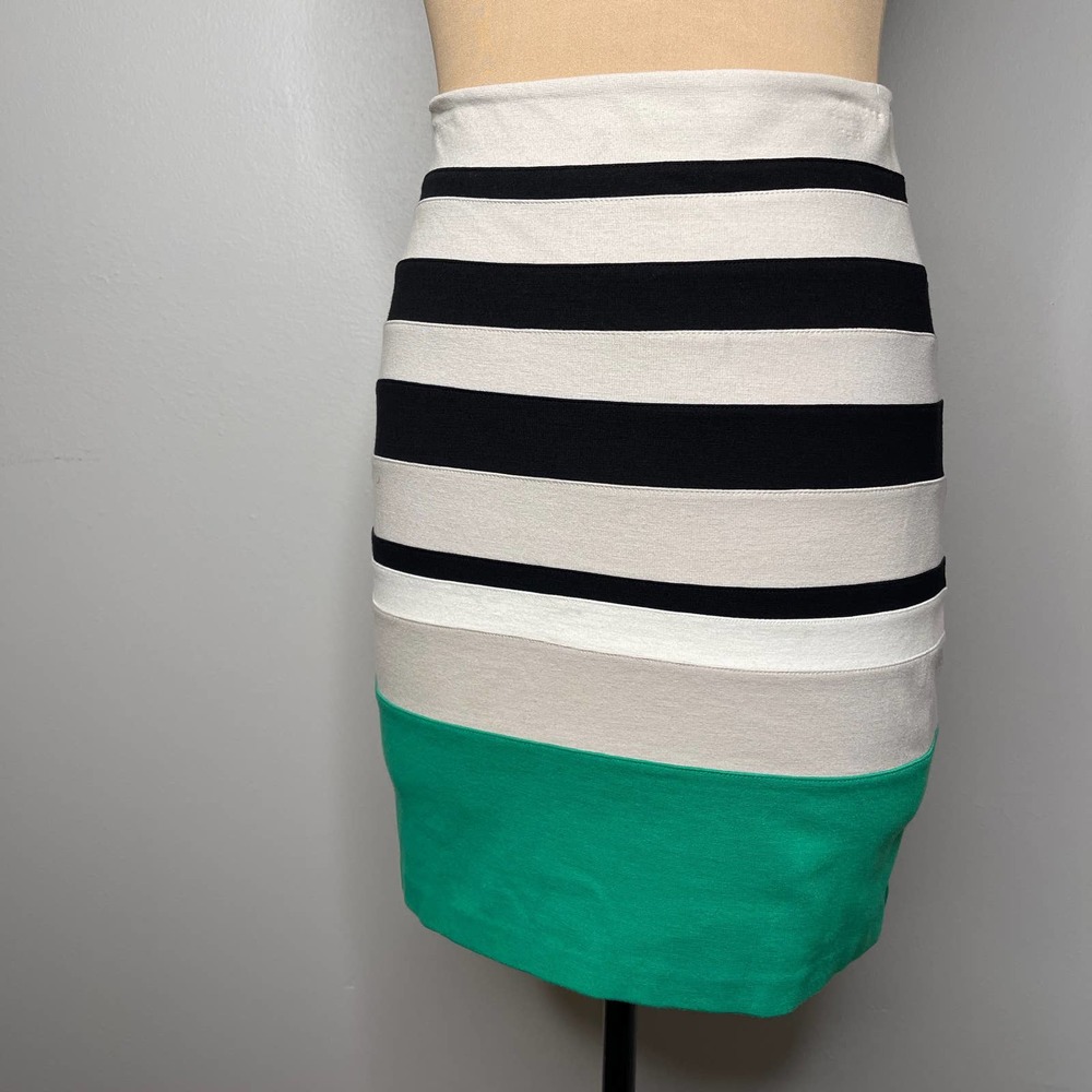 Express Stripe Pencil Skirt Zipper Bandage Stretch Bodycon Size 4 Small